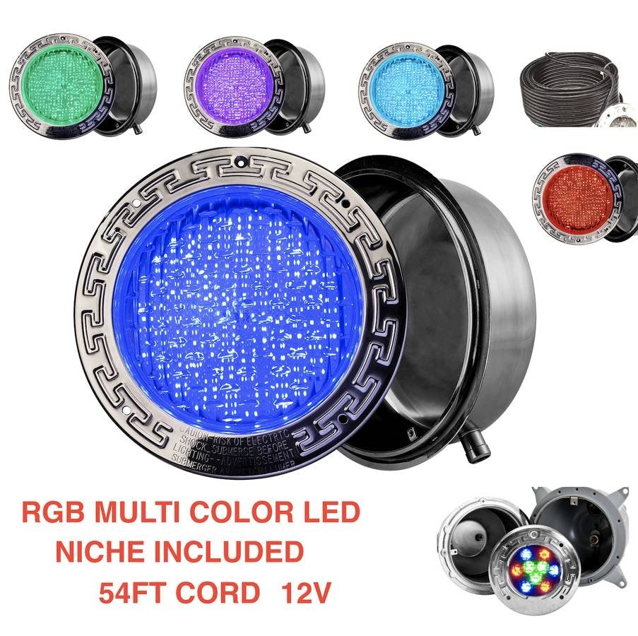 EPISTAR 50,000+hours SPA LED Swimming Pool Light 12V 100FT. Cord MULTICOLOR RGB 6 INCHES